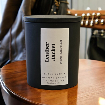 Leather Jacket - 7.25oz. Matte Black Glass Soy Candle