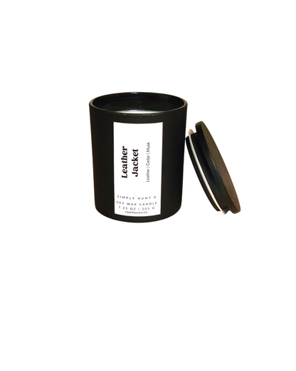 Leather Jacket - 7.25oz. Matte Black Glass Soy Candle